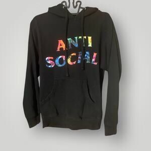 Anti Social Social Club ASSC Funky Forest Hoodie S Black Rainbow Tie Dye FW20